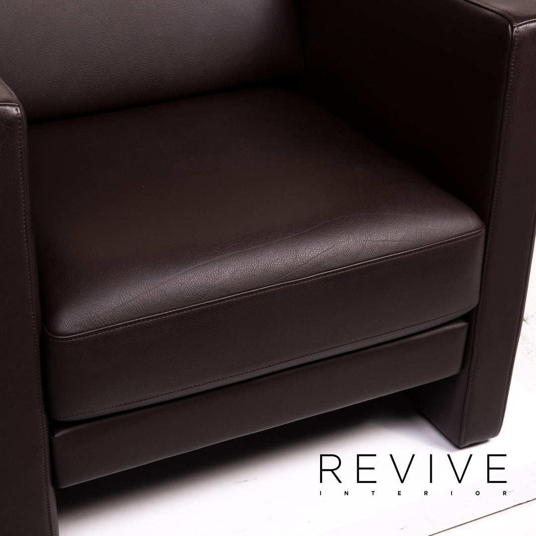 Rolf Benz Ego leather sofa set dark brown brown 1x three-seater 2x armchair #14323
