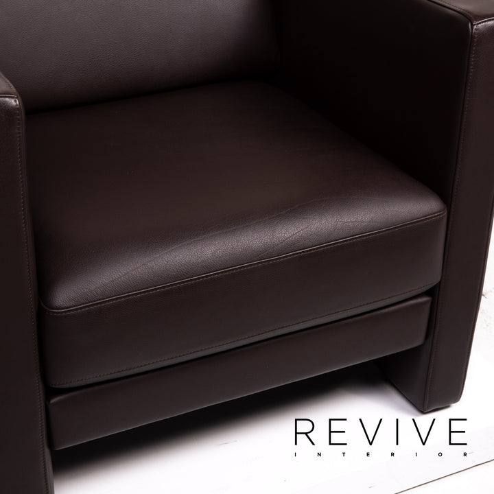 Rolf Benz Ego leather sofa set dark brown brown 1x three-seater 2x armchair #14323