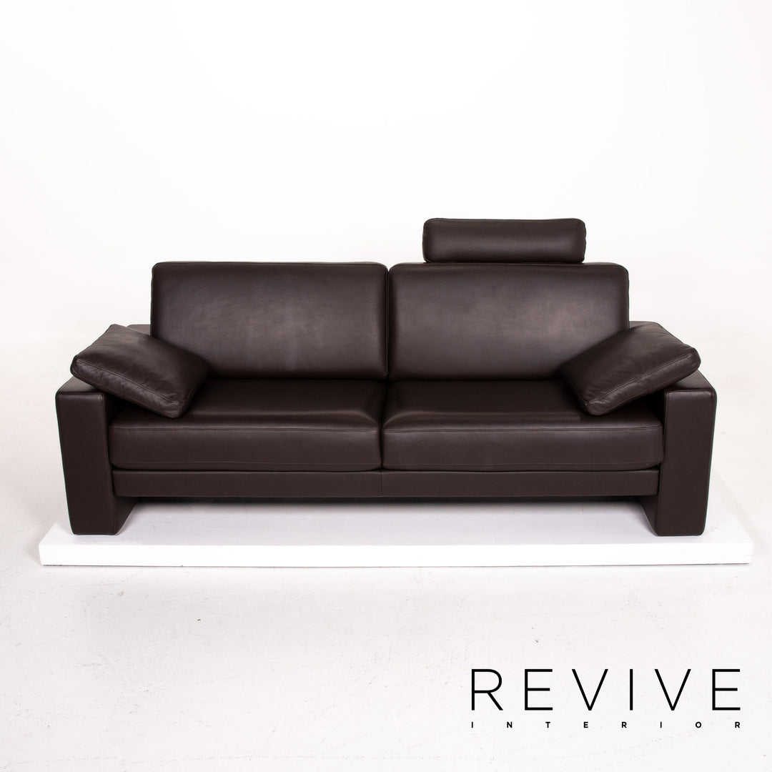 Rolf Benz Ego leather sofa set dark brown brown 1x three-seater 2x armchair #14323