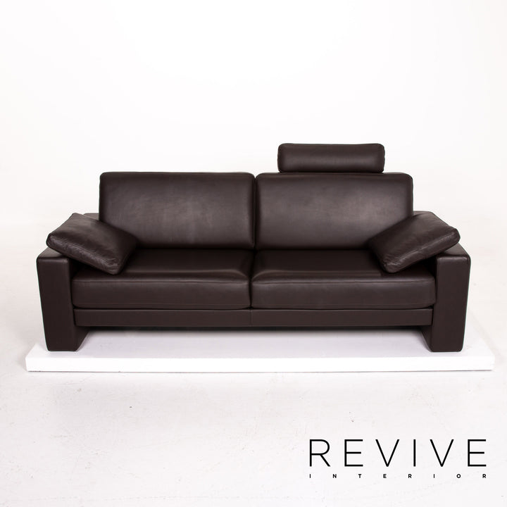 Rolf Benz Ego leather sofa set dark brown brown 1x three-seater 2x armchair #14323