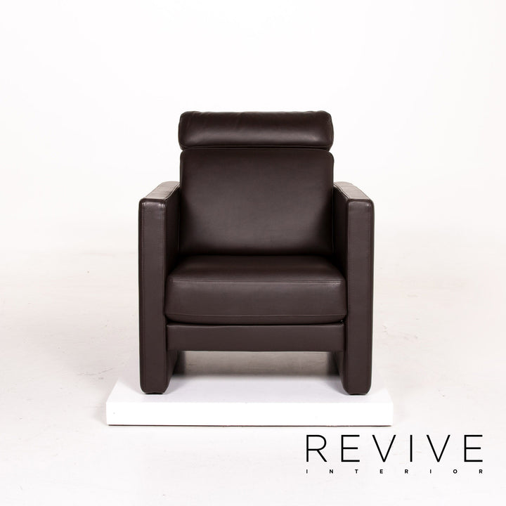 Rolf Benz Ego leather sofa set dark brown brown 1x three-seater 2x armchair #14323