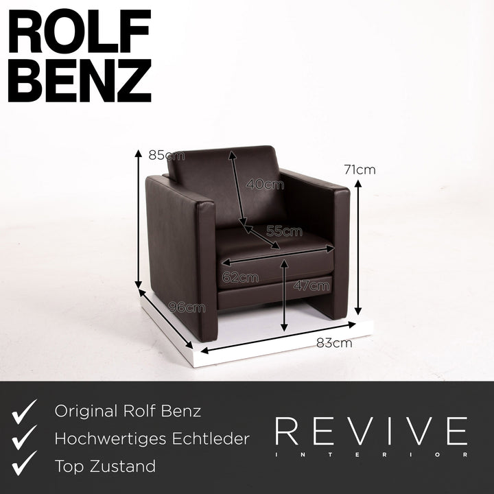 Rolf Benz Ego leather sofa set dark brown brown 1x three-seater 2x armchair #14323