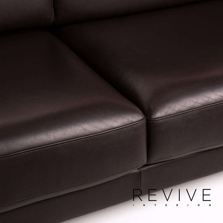 Rolf Benz Ego leather sofa set dark brown brown 1x three-seater 2x armchair #14323