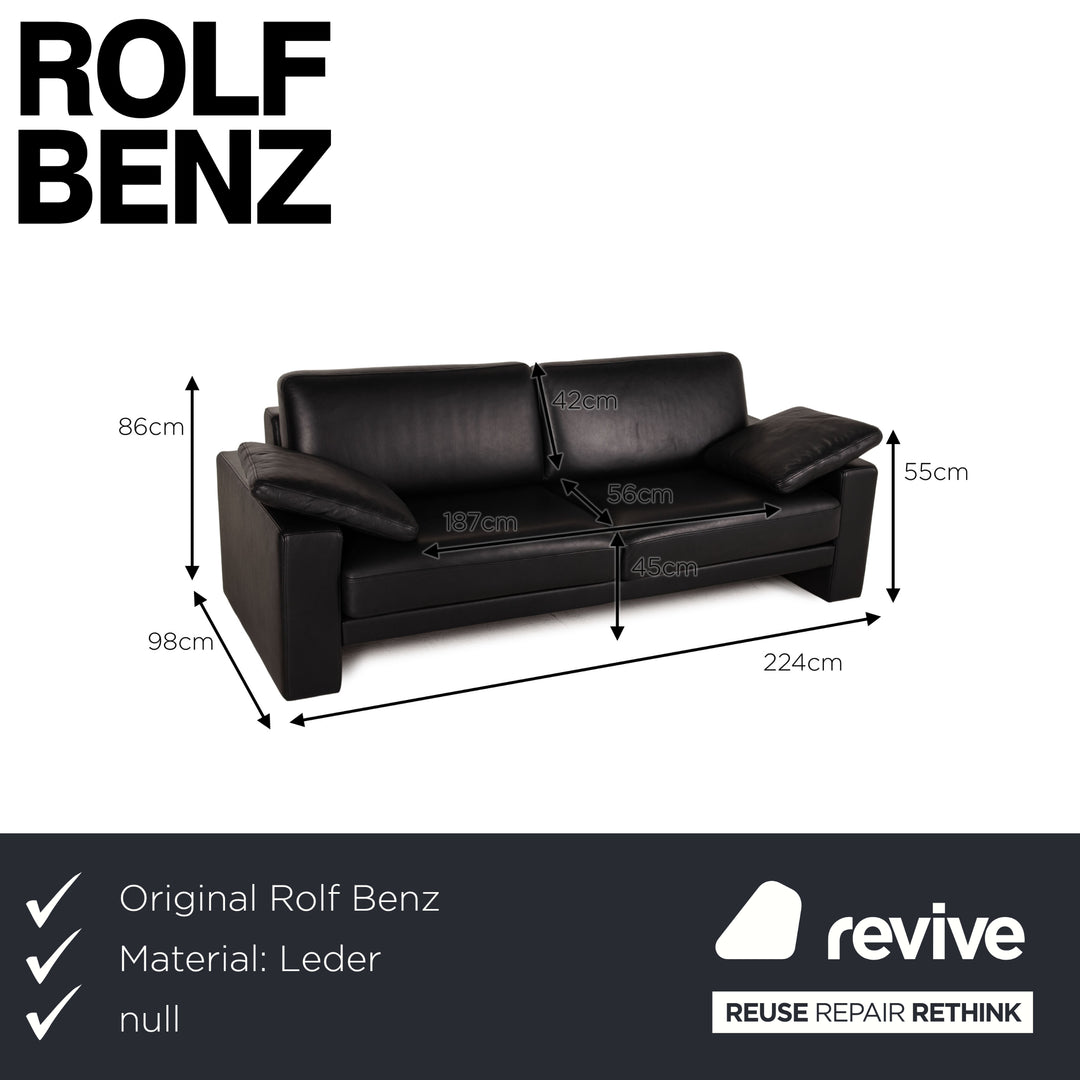 Rolf Benz Ego leather sofa set black 1x two-seater 2x armchair