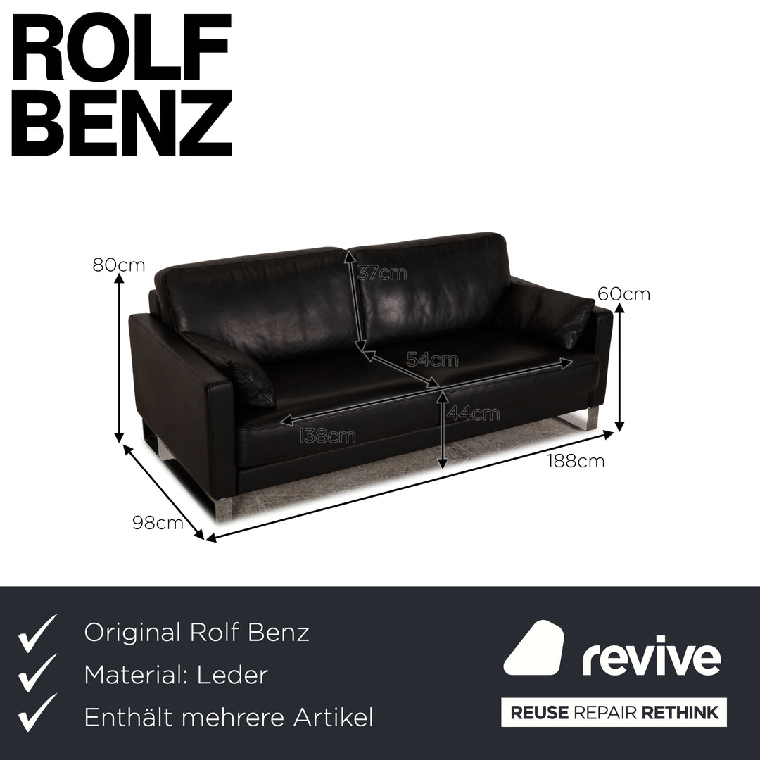 Rolf Benz Ego Leder Sofa Garnitur Schwarz Zweisitzer Sessel Couch