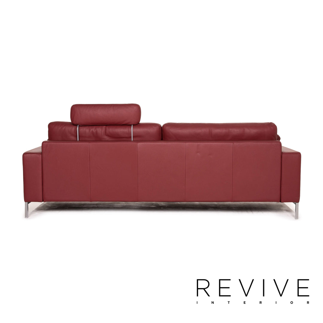 Rolf Benz Ego Leder Sofa Rot Weinrot Viersitzer Couch