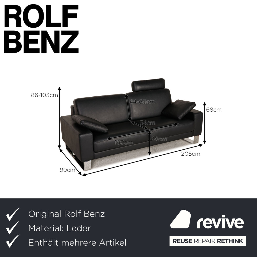 Rolf Benz Ego Leder Sofa Schwarz 2xZweisitzer Couch