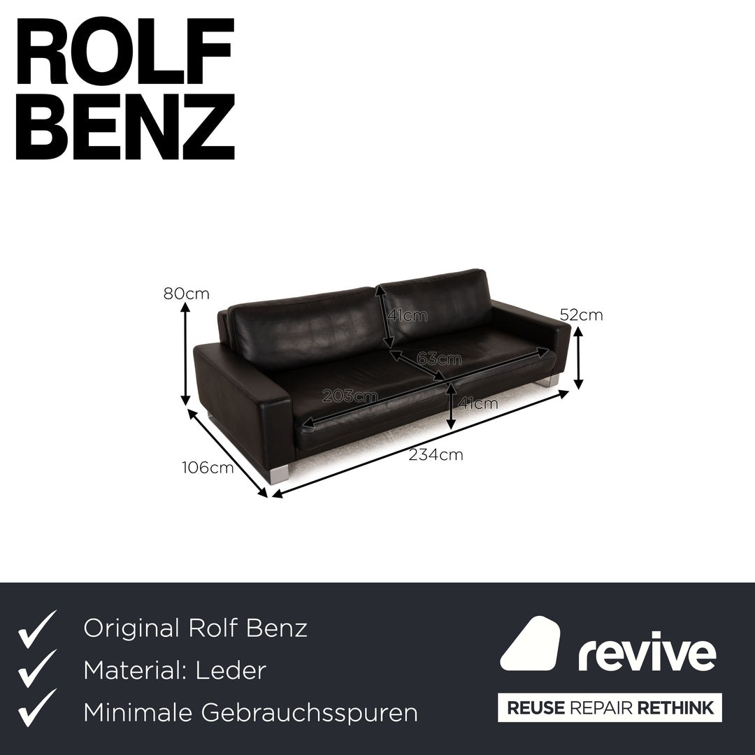 Rolf Benz Ego Leder Sofa Schwarz Dreisitzer Couch