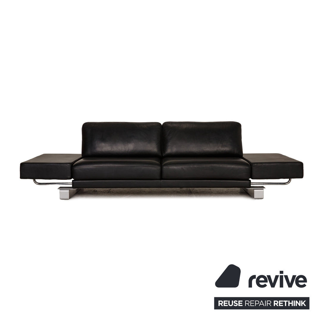 Rolf Benz Ego leather sofa black three-seater couch function