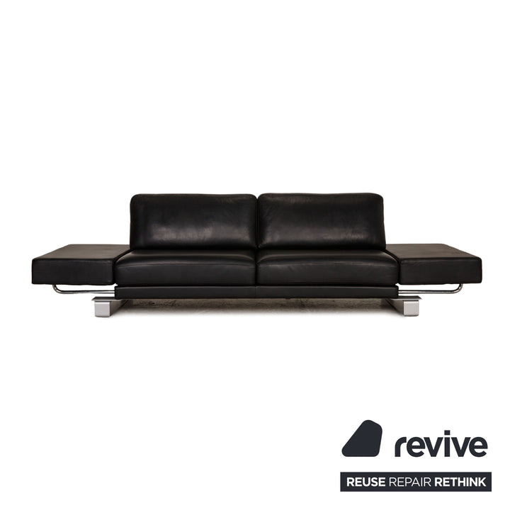 Rolf Benz Ego leather sofa black three-seater couch function