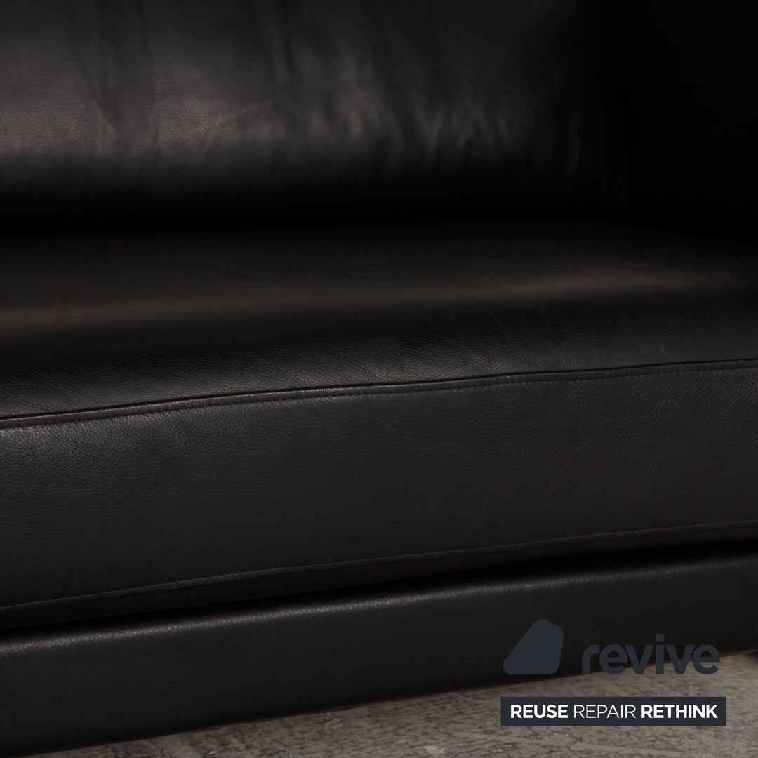 Rolf Benz Ego leather sofa black three-seater couch function