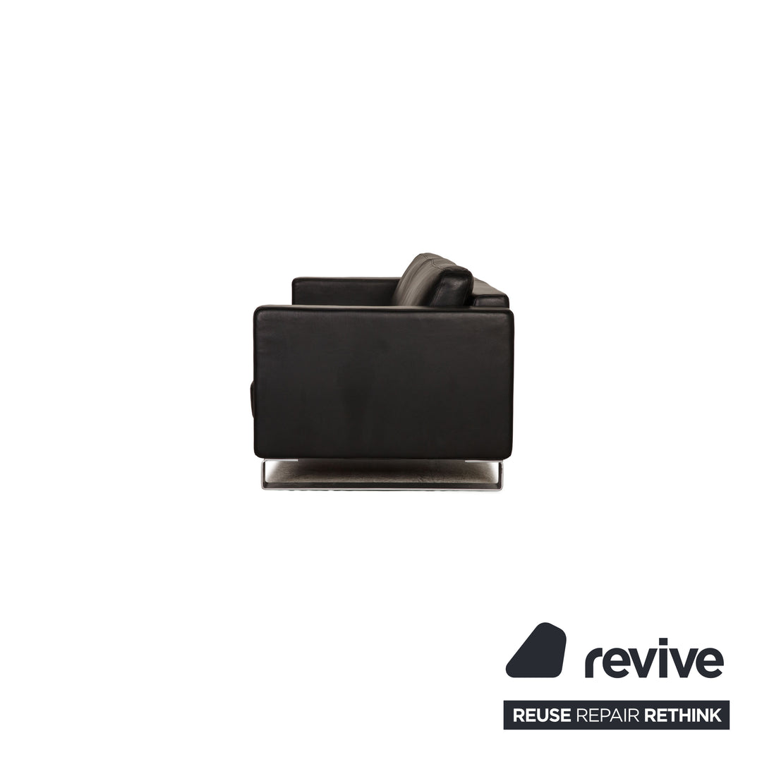 Rolf Benz Ego leather sofa black three-seater couch function