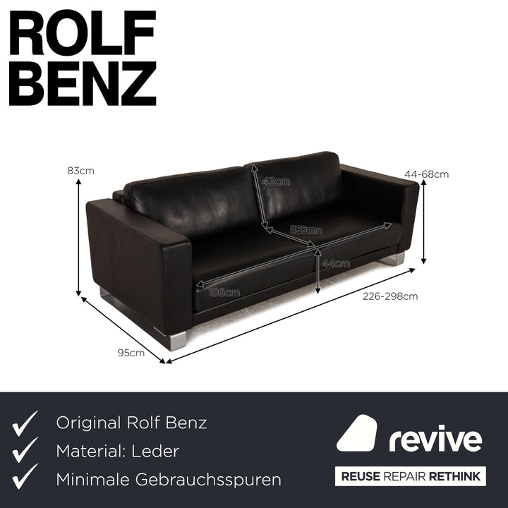 Rolf Benz Ego leather sofa black three-seater couch function