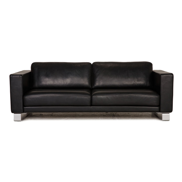 Rolf Benz Ego leather sofa black three-seater couch function