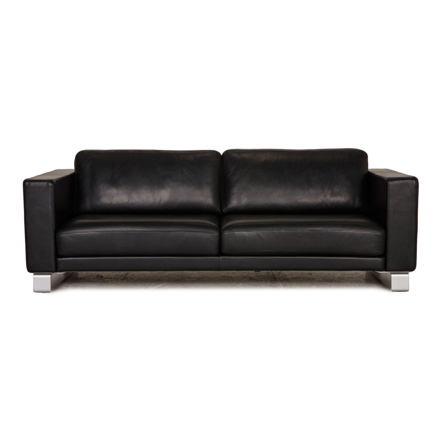 Rolf Benz Ego leather sofa black three-seater couch function