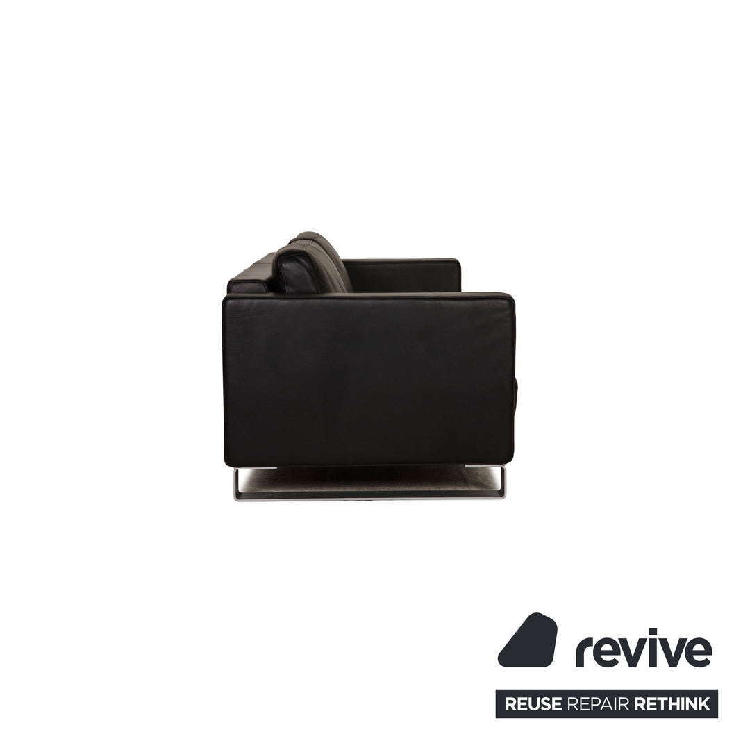 Rolf Benz Ego leather sofa black three-seater couch function