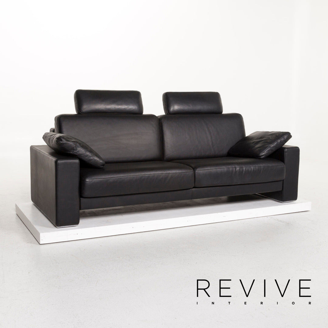Rolf Benz Ego Leder Sofa Schwarz Zweisitzer Couch #12150
