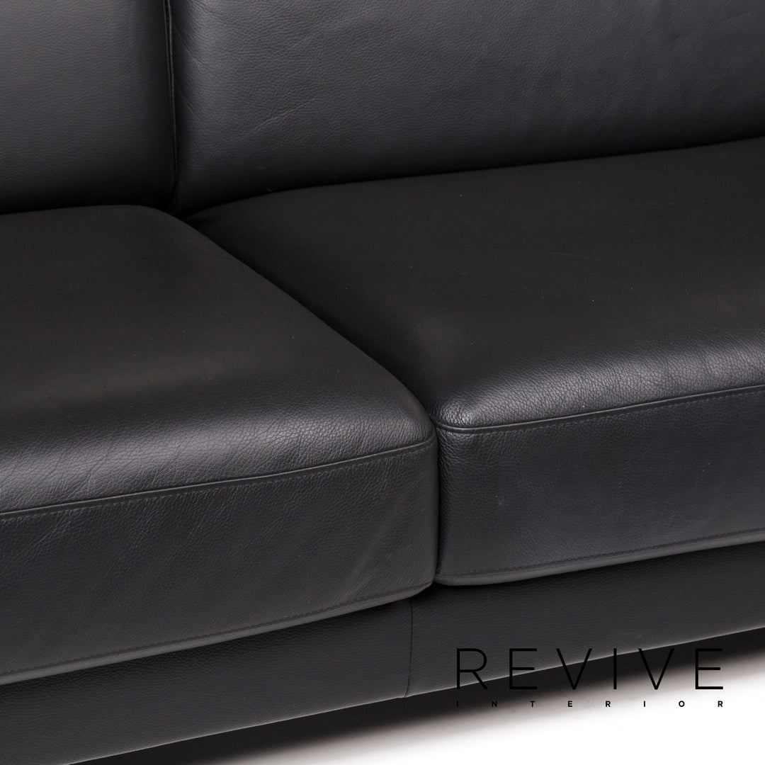 Rolf Benz Ego Leder Sofa Schwarz Zweisitzer Couch #12150