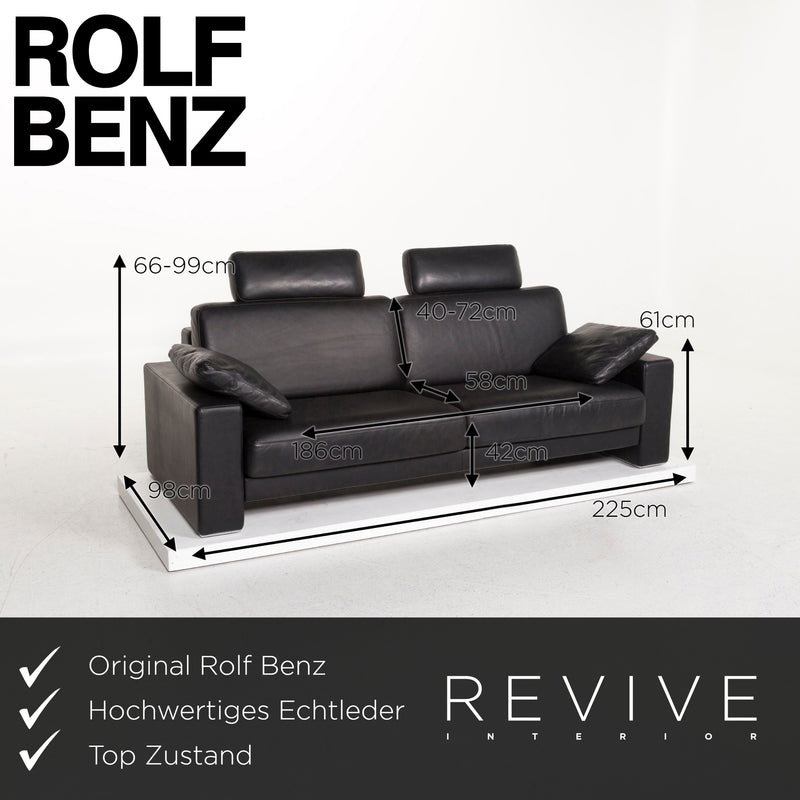 Rolf Benz Ego Leder Sofa Schwarz Zweisitzer Couch 
