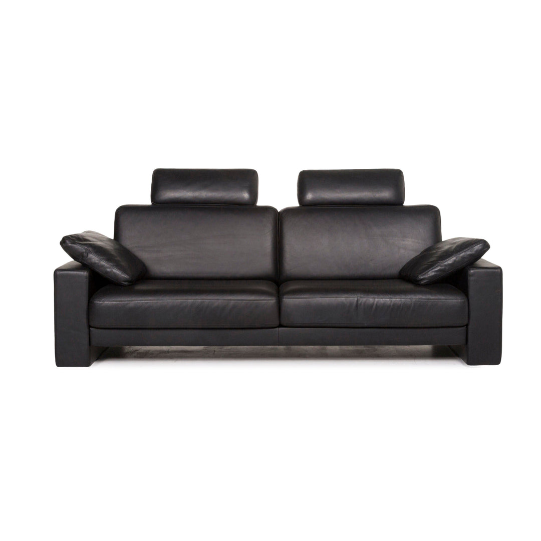 Rolf Benz Ego Leather Sofa Black Two-Seater Couch #12150