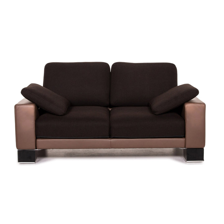 Rolf Benz Ego leather fabric sofa brown dark brown two-seater function couch #15515