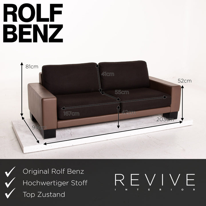 Rolf Benz Ego leather fabric sofa three-seater couch #15288