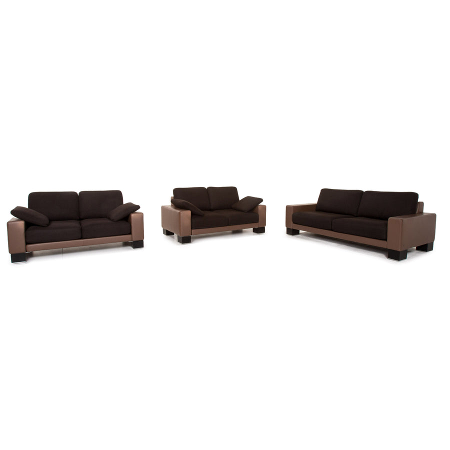 Rolf Benz Ego leather fabric sofa set 1x three-seater 2x two-seater #15516