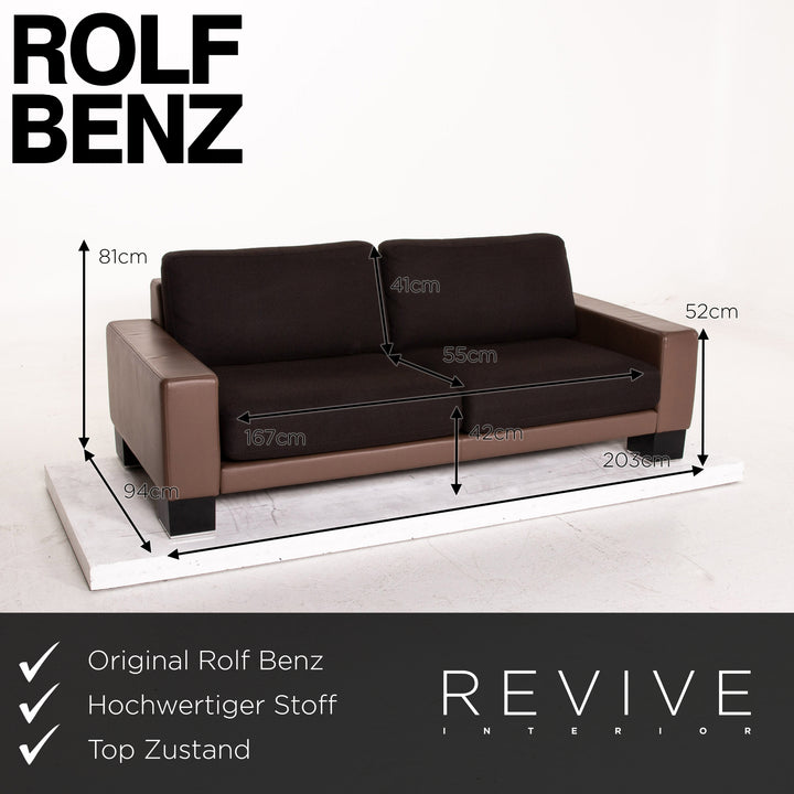 Rolf Benz Ego leather fabric sofa set 1x three-seater 2x two-seater #15516