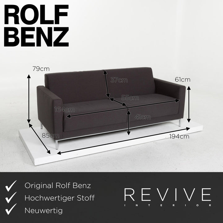 Rolf Benz Freistil 141 fabric sofa anthracite three-seater couch #13431