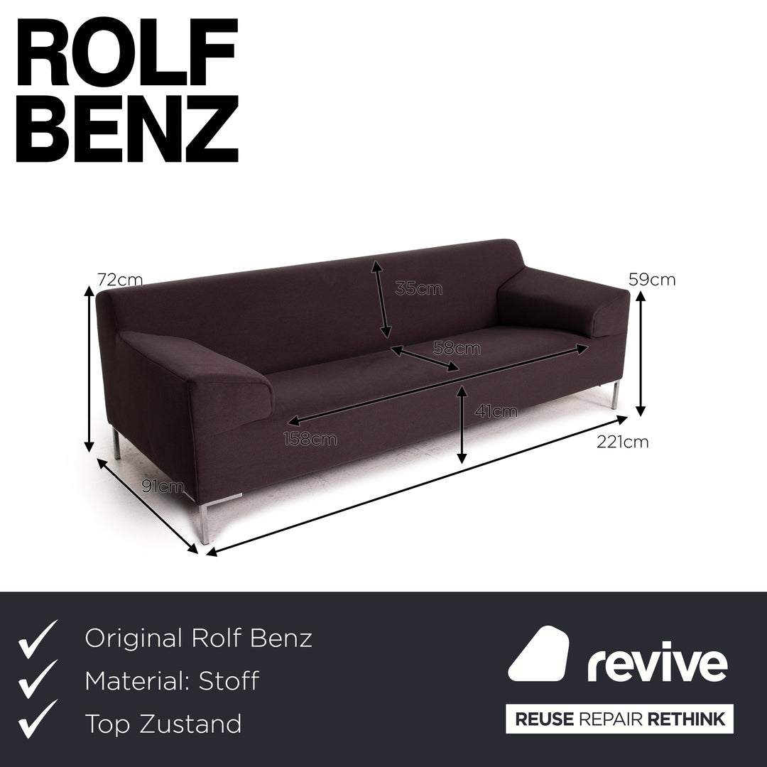 Rolf Benz Freistil 180 fabric sofa gray three-seater couch