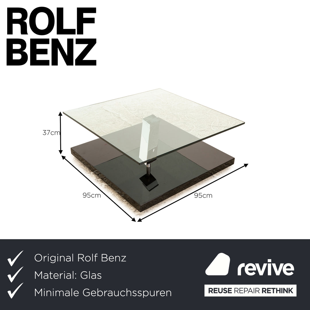 Rolf Benz Glass Coffee Table Black Function Wheels