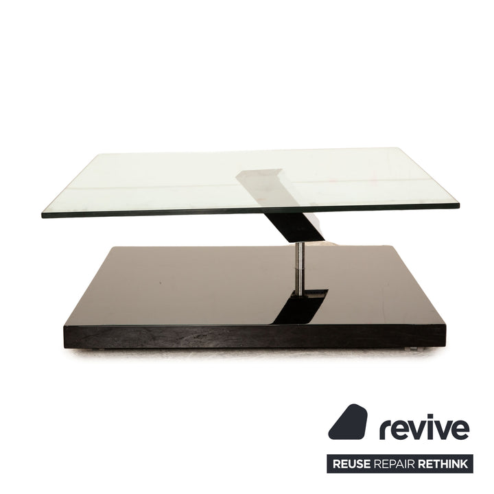 Rolf Benz Glass Coffee Table Black Function Wheels