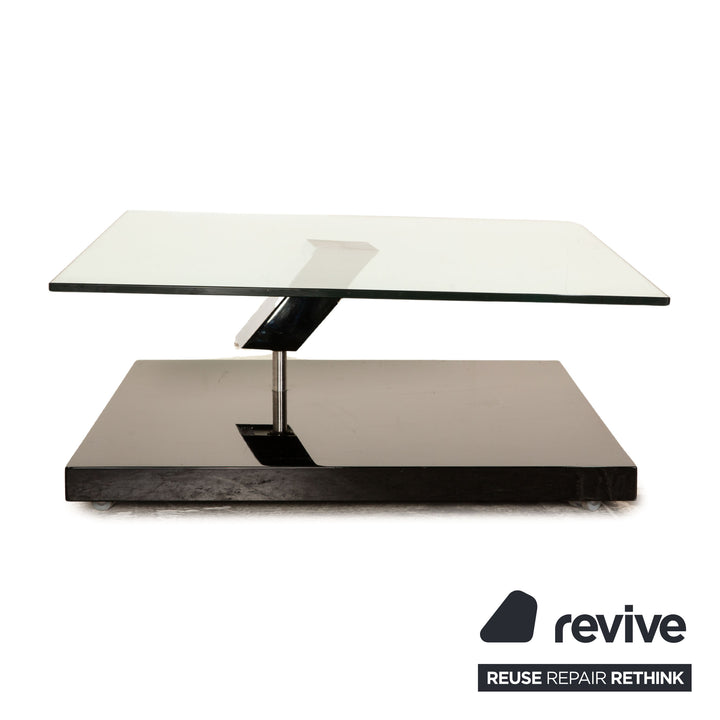 Rolf Benz Glass Coffee Table Black Function Wheels