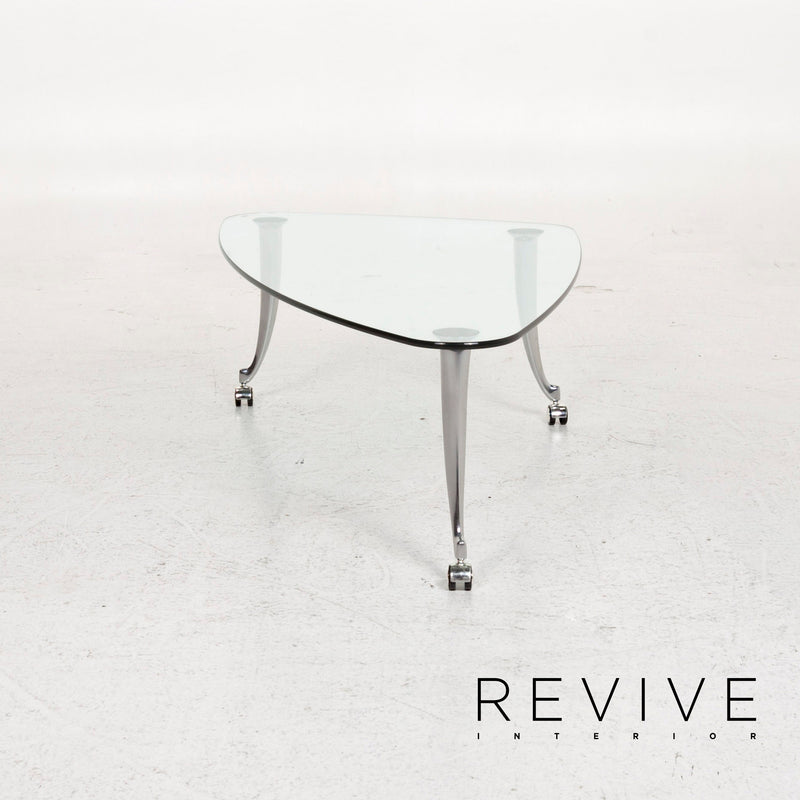 Rolf Benz Glas Couchtisch Silber Rollen 