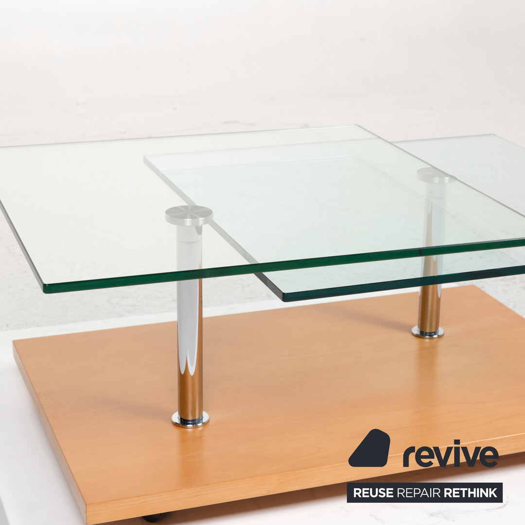 Rolf Benz Glas Holz Couchtisch Variabel Tisch #12574