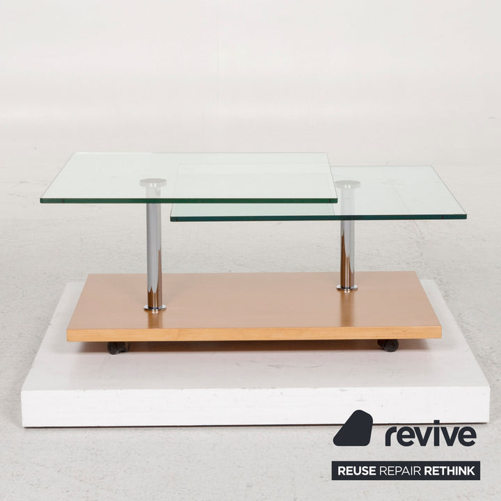 Rolf Benz Glas Holz Couchtisch Variabel Tisch #12574