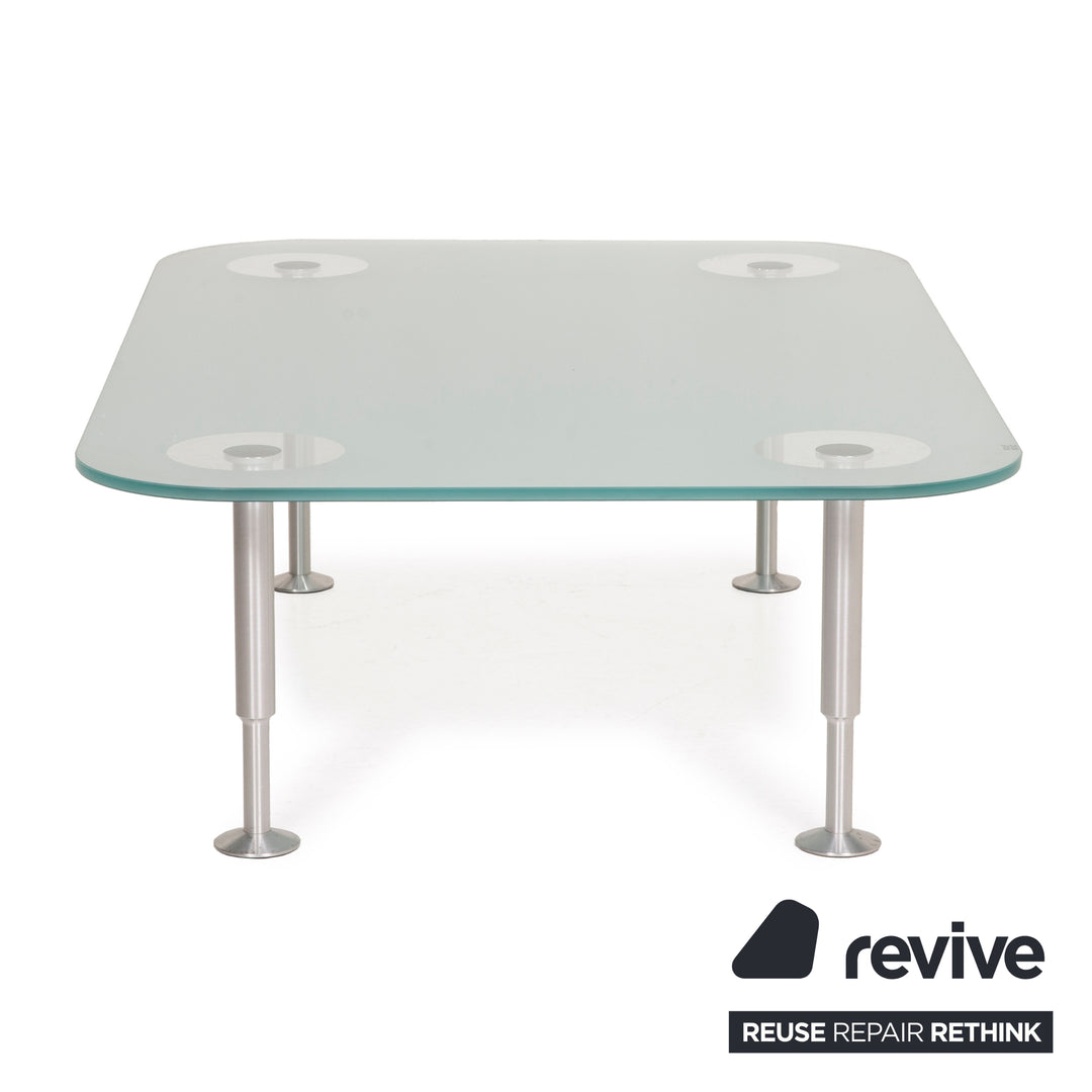 Rolf Benz Glas Tisch Couchtisch Chrom Milchglas