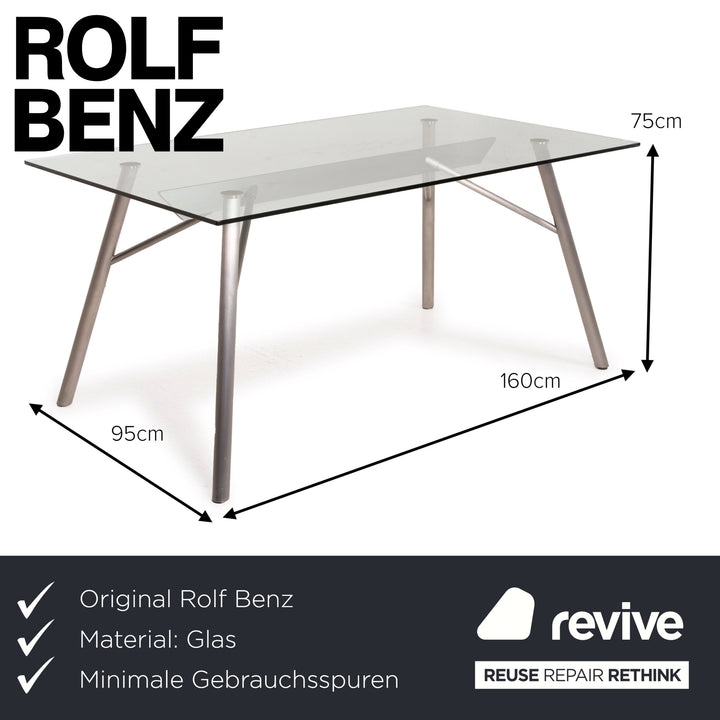 Rolf Benz Glas Tisch Esstisch Edelstahl