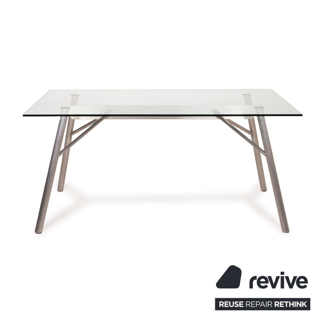 Rolf Benz glass table dining table stainless steel