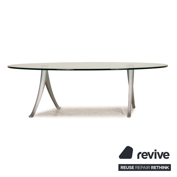 Rolf Benz glass table silver coffee table