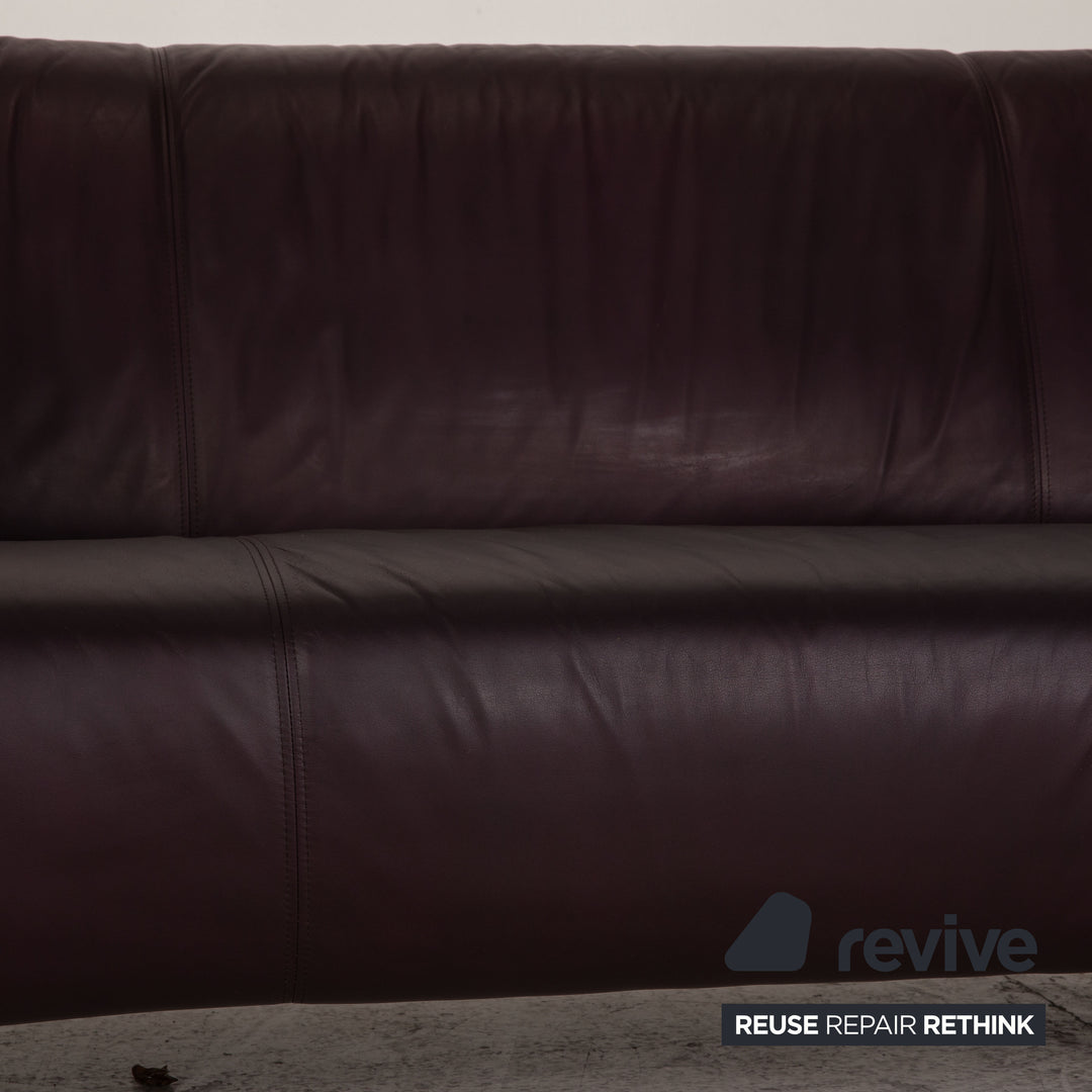 Rolf Benz HSE 322 Leder Sofa Aubergine Zweisitzer Couch