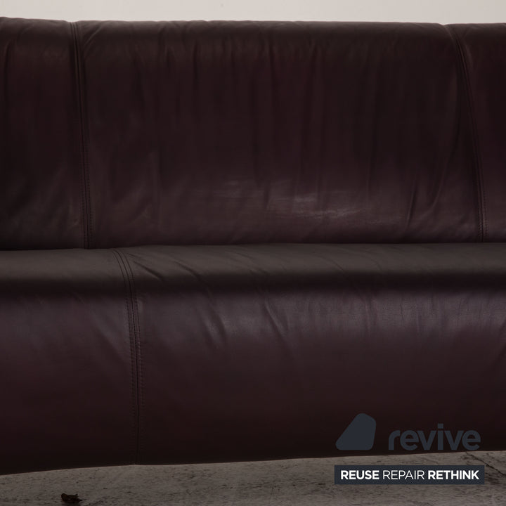 Rolf Benz HSE 322 leather sofa Aubergine two-seater couch