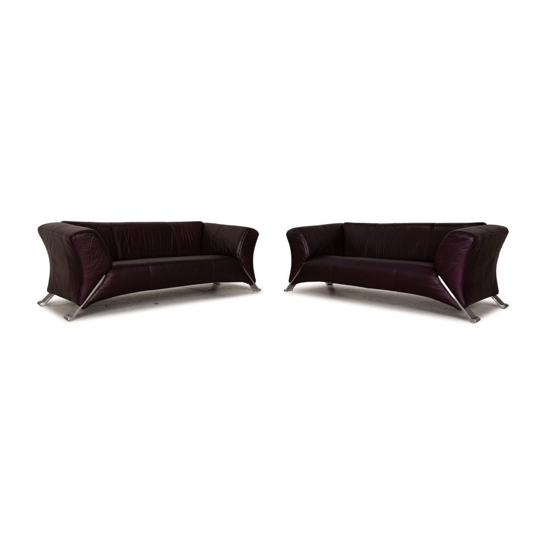 Rolf Benz HSE 322 Leder Sofa Garnitur Aubergine 2xZweisitzer Couch