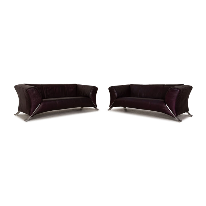 Rolf Benz HSE 322 Leder Sofa Garnitur Aubergine 2xZweisitzer Couch