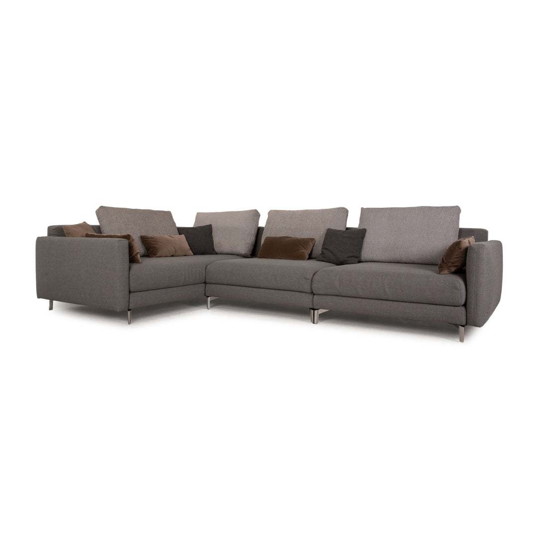 Rolf Benz Jola fabric corner sofa gray sofa couch recamier left