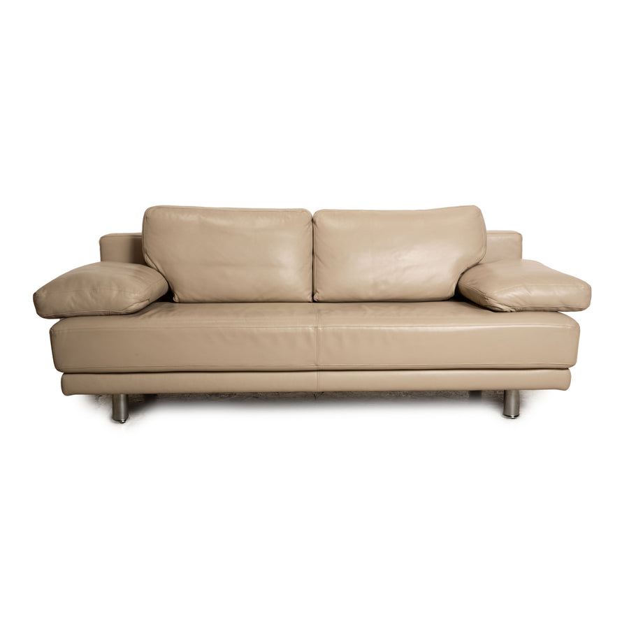 Rolf Benz leather three-seater beige sofa couch