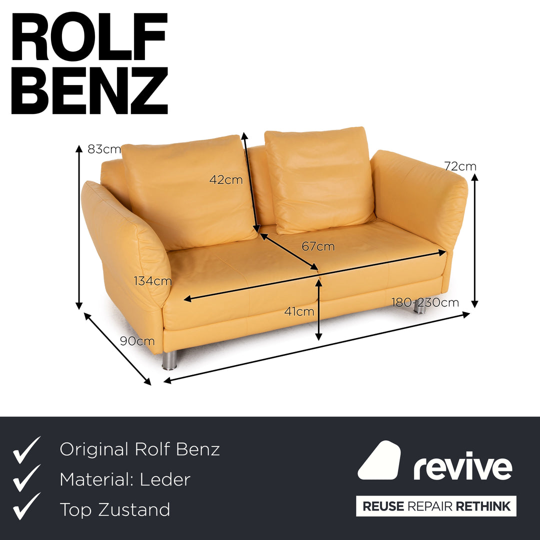 Rolf Benz Leder Dreisitzer Gelb Sofa Couch