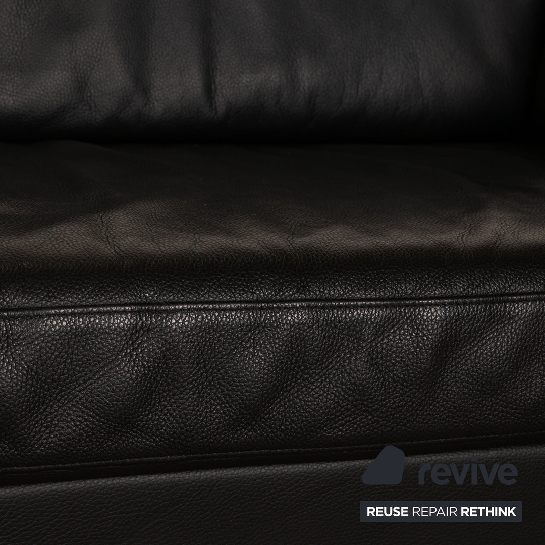 Rolf Benz Leder Dreisitzer Schwarz Sofa Couch