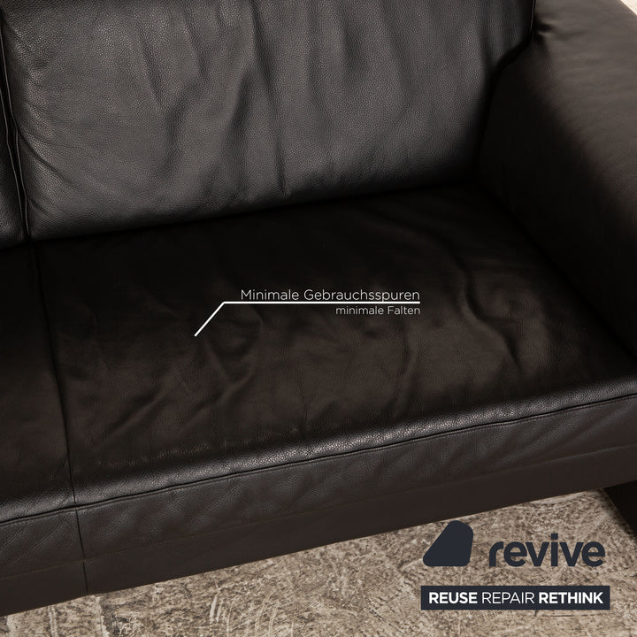 Rolf Benz Leder Dreisitzer Schwarz Sofa Couch