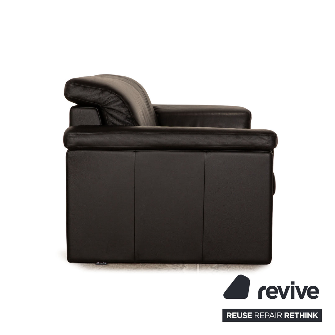 Rolf Benz Leder Dreisitzer Schwarz Sofa Couch